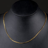 925 Silver 18k 2mm Sideways Necklace 16-30" for Wedding