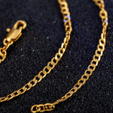 925 Silver 18k 2mm Sideways Necklace 16-30" for Wedding