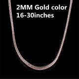 925 Silver 2mm 18k Snake Necklace For Wedding Jewelry