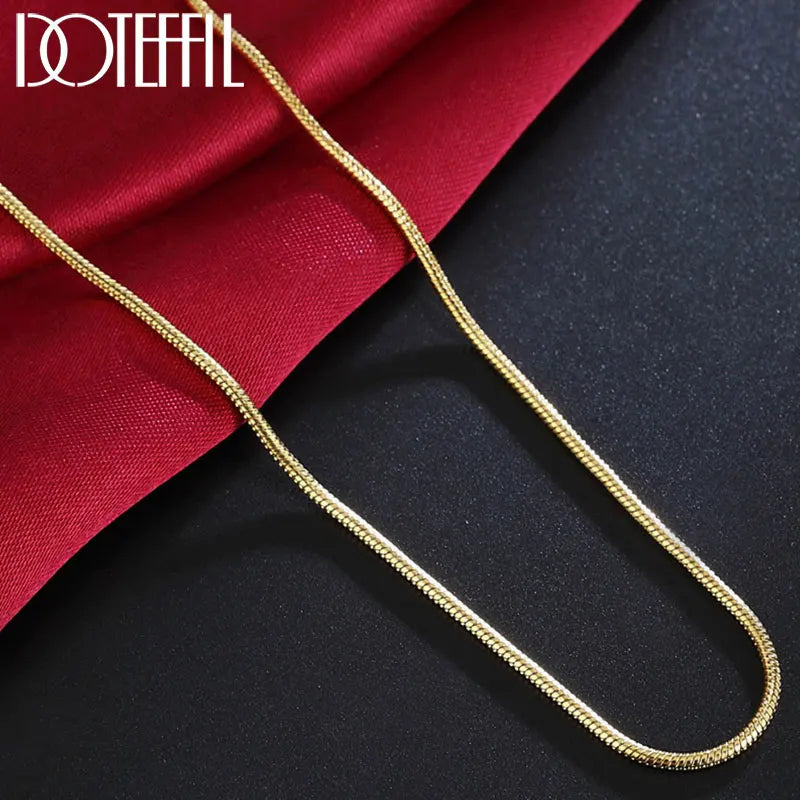 925 Silver 2mm 18k Snake Necklace For Wedding Jewelry