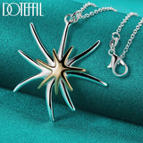 925 Silver Snake Chain Starfish Pendant Necklace Wedding Jewelry