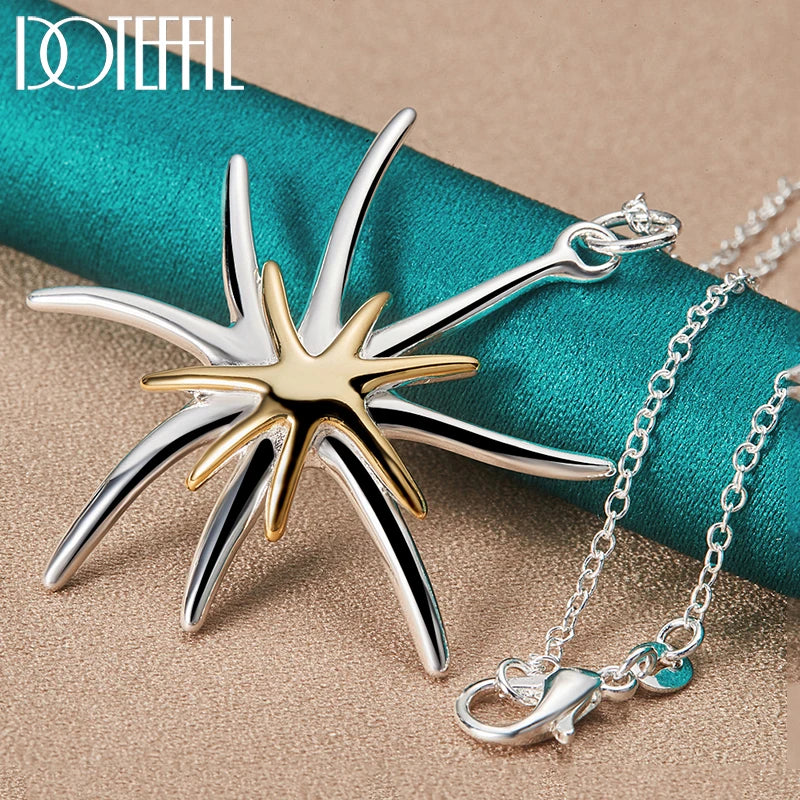 925 Silver Snake Chain Starfish Pendant Necklace Wedding Jewelry