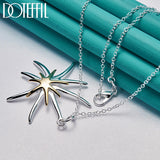 925 Silver Snake Chain Starfish Pendant Necklace Wedding Jewelry