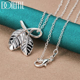 925 Silver Chain Leaves Pendant Necklace For Woman Man