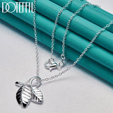 925 Silver Chain Leaves Pendant Necklace For Woman Man