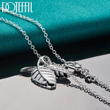 925 Silver Chain Leaves Pendant Necklace For Woman Man