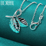 925 Silver Chain Leaves Pendant Necklace For Woman Man
