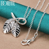 925 Silver Chain Leaves Pendant Necklace For Woman Man