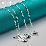 925 Silver Chain Leaves Pendant Necklace For Woman Man