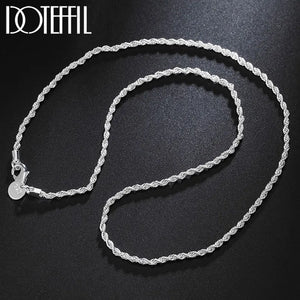 925 Silver 2mm Rope Necklace For Wedding Charm Jewelry