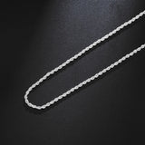 925 Silver 2mm Rope Necklace For Wedding Charm Jewelry