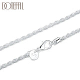 925 Silver 3mm Hemp Rope Chain Necklace 16-24 Inch Women Wedding Jewelry