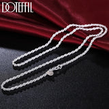 925 Silver 3mm Hemp Rope Chain Necklace 16-24 Inch Women Wedding Jewelry