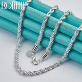 925 Silver 16-24" 4mm Rope Chain Necklace Wedding Charm Jewelry