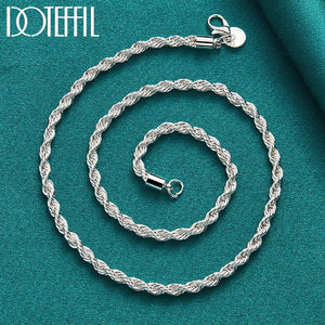 925 Silver 16-24" 4mm Rope Chain Necklace Wedding Charm Jewelry
