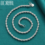 925 Silver 16-24" 4mm Rope Chain Necklace Wedding Charm Jewelry