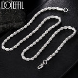 925 Silver 4mm Twisted Rope Chain Necklace 16-24 Inch for Wedding Charm Jewelry