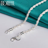 925 Silver 16-24" 4mm Rope Chain Necklace Wedding Charm Jewelry