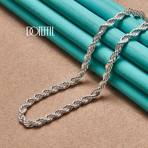 925 Silver 16-24" 4mm Rope Chain Necklace Wedding Charm Jewelry