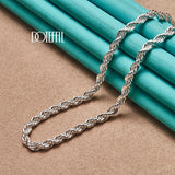 925 Silver 16-24" 4mm Rope Chain Necklace Wedding Charm Jewelry