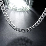 925 Silver 8mm Flat Sideways Chain Necklace For Women Man Wedding