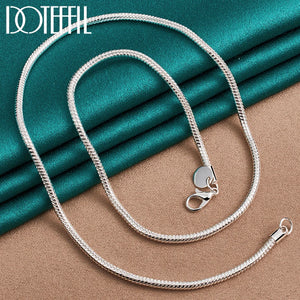 925 Sterling Silver 3mm Snake Chain Necklace 16-30 Inch