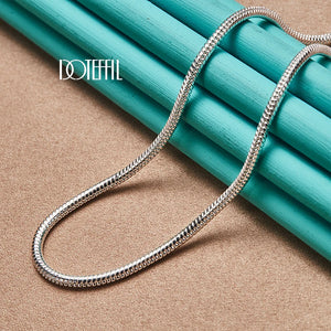 925 Sterling Silver 3mm Snake Chain Necklace 16-30 Inch
