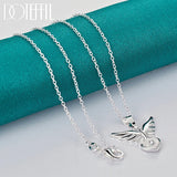 925 Silver Love Heart Wings Pendant Necklace For Woman