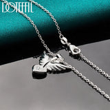 925 Silver Love Heart Wings Pendant Necklace For Woman