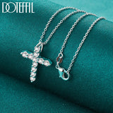 925 Silver Cross Pendant Necklace Zircon Chain Wedding Party Charm Jewelry