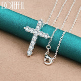 925 Silver Cross Pendant Necklace Zircon Chain Wedding Party Charm Jewelry
