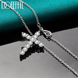 925 Silver Cross Pendant Necklace Zircon Chain Wedding Party Charm Jewelry