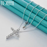 925 Silver Cross Pendant Necklace Zircon Chain Wedding Party Charm Jewelry