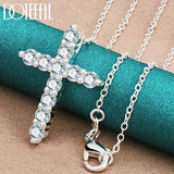 925 Silver Cross Pendant Necklace Zircon Chain Wedding Party Charm Jewelry