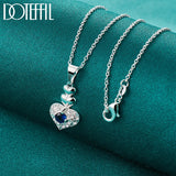 925 Silver Heart Pendant Necklace AAA Zircon Wedding Charm Jewelry