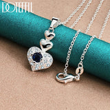 925 Silver Heart Pendant Necklace AAA Zircon Wedding Charm Jewelry