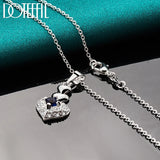 925 Silver Heart Pendant Necklace AAA Zircon Wedding Charm Jewelry