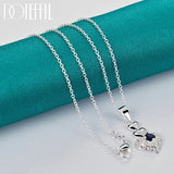 925 Silver Heart Pendant Necklace AAA Zircon Wedding Charm Jewelry