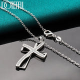 925 Silver Cross Pendant Necklace AAA Zircon For Wedding Party