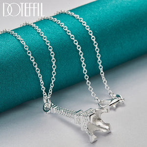 925 Silver Eiffel Tower Pendant Necklace for Women