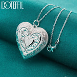 925 Silver Heart Photo Frame Pendant Necklace Wedding Charm Jewelry