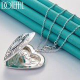 925 Silver Heart Photo Frame Pendant Necklace Wedding Charm Jewelry