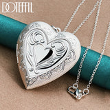 925 Silver Heart Photo Frame Pendant Necklace Wedding Charm Jewelry