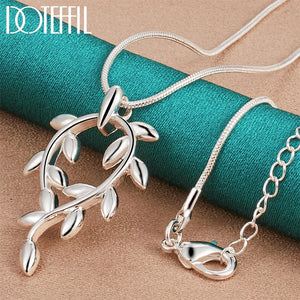 925 Silver Leaves Pendant Necklace Wedding Jewelry