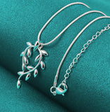 925 Silver Leaves Pendant Necklace Wedding Jewelry