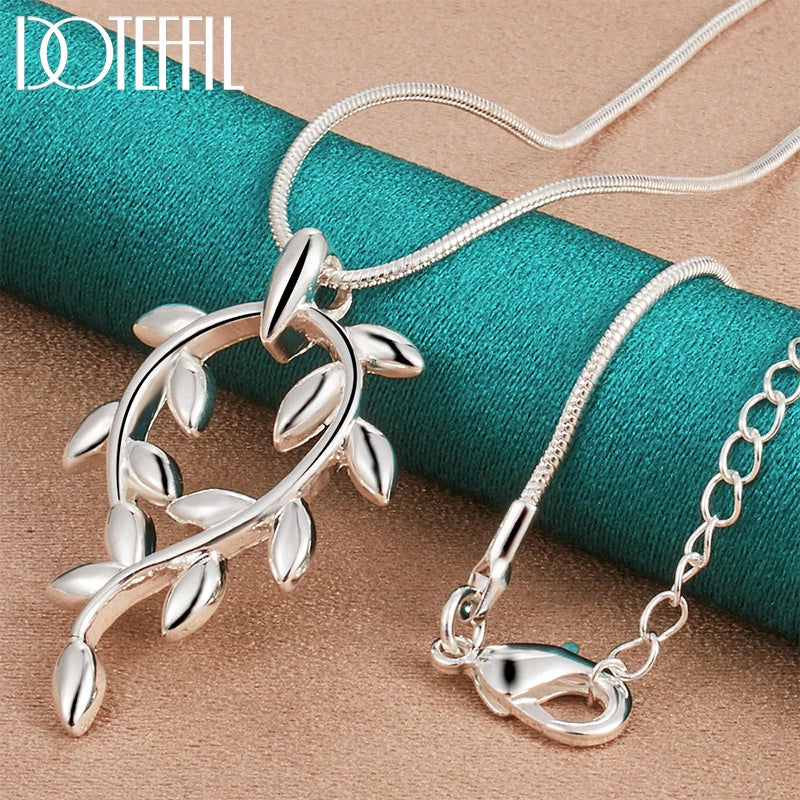 925 Silver Leaves Pendant Necklace Wedding Jewelry