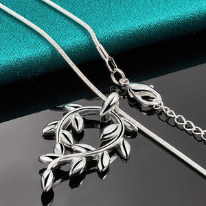 925 Silver Leaves Pendant Necklace Wedding Jewelry