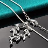 925 Silver Leaves Pendant Necklace Wedding Jewelry