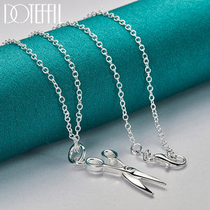 Scissors Pendant Necklace 925 Silver 16-30" Chain for Women Wedding Engagement