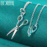 Scissors Pendant Necklace 925 Silver 16-30" Chain for Women Wedding Engagement